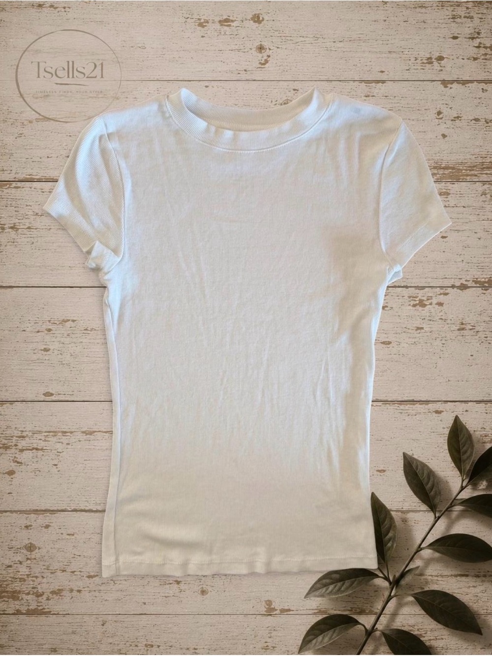A New Day White Ribbed Baby Tee / Short Sleeve Fitted T-Shirt - Size XS